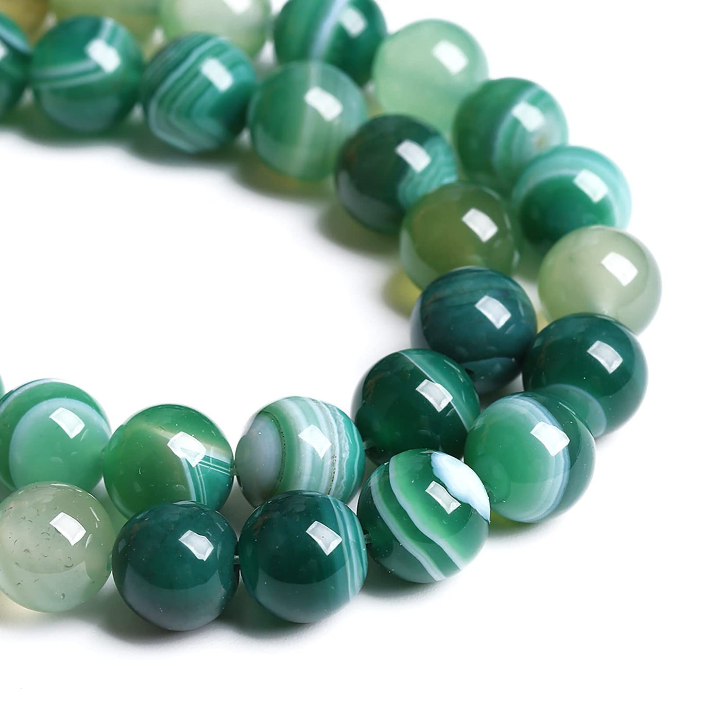 10MM 37PCS Natural Stone Green Agate Onyx Loose Beads for Jewelry Making DIY Bracelet Necklace