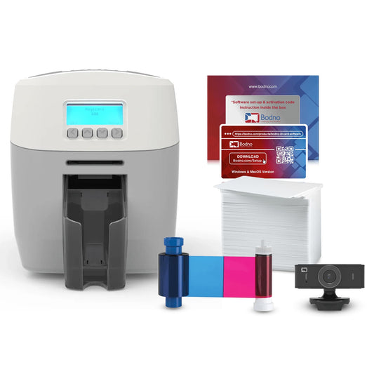 Bodno Magicard 600 Dual Sided ID Card Printer & Complete Supplies Package ID Software - Gold Edition