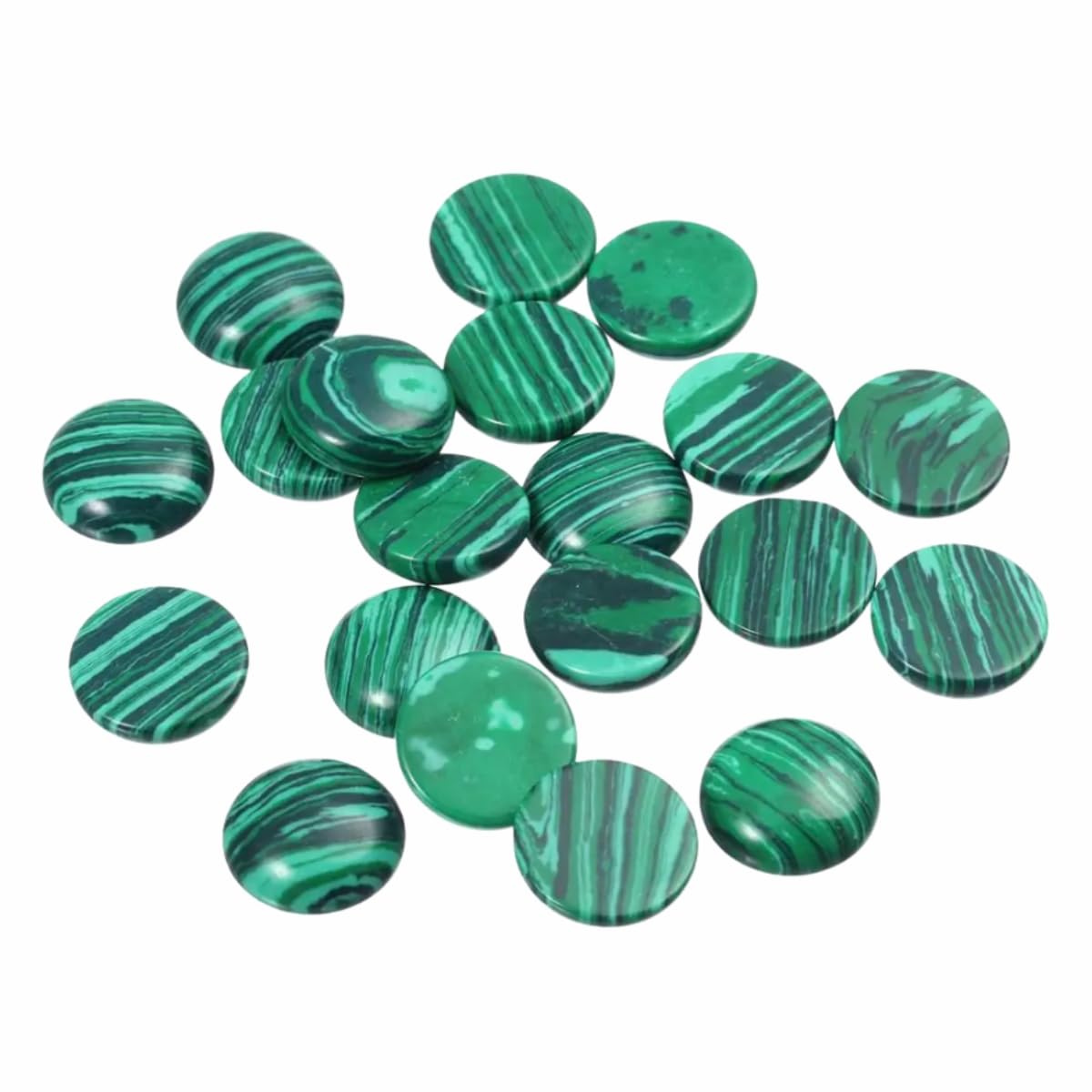 20pcs 8mm Natural Stone No Hole Malachite Semicircle Smooth Cabochons Beads Healing Chakra Crystal Stone Bead for Jewelry Making Rings Earrings Necklace Bracelet DIY Crafts