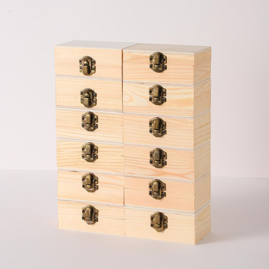 36 pcs Small Wooden Box for Crafts, 4.3inX2.7inX1.8in Unfinished Wooden Boxes with Lid Keepsake Box for Jewelry Storage DIY Crafts