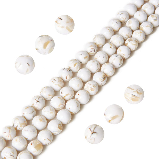 100pcs 10mm White Shell Turquoise Beads Natural Gemstone Beads Round Loose Beads for Jewelry Making