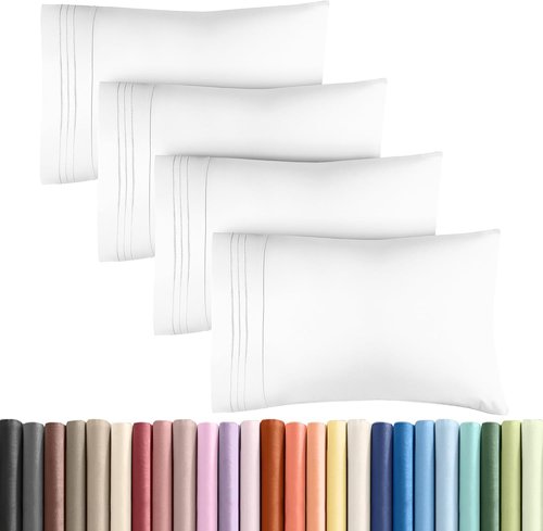King Pillow Cases by [Brand Name] - Ultra Soft Hotel Quality Covers | Wrinkle-Free, Stain-Resistant - 4 Piece Set in White