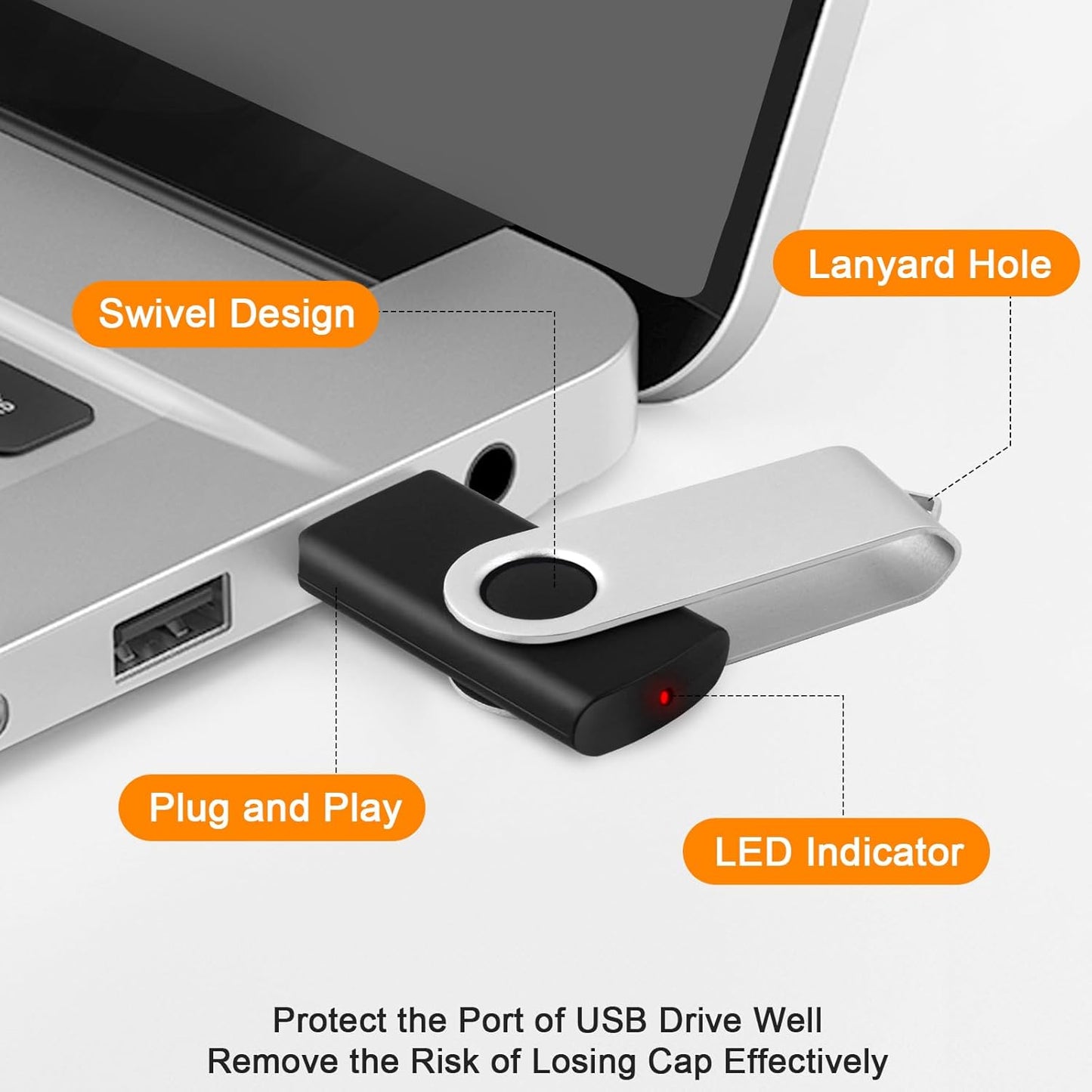 MECHEER 128MB 10 Pack, 2.0 Thumb Drives Bulk USB Flash Drive Jump Drives with Lanyards, Swivel Memory Stick Photo