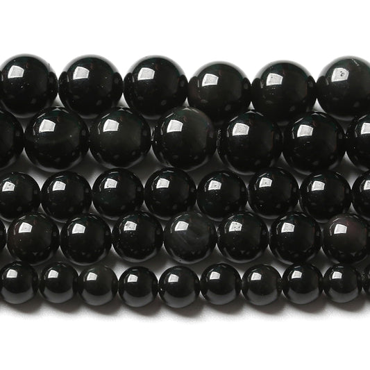 10MM 72pcs Natural Black Obsidian Stone Energy Healing Beads Round Loose Beads for Jewelry Making Bracelet 2 Strands 32"
