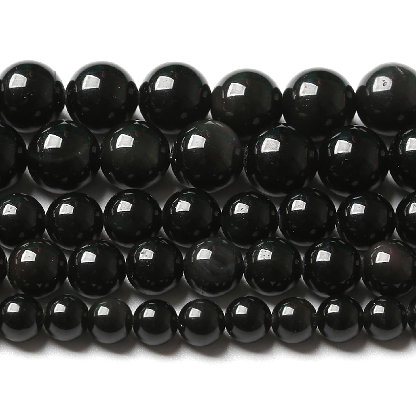 4MM 180pcs Natural Black Obsidian Stone Energy Healing Beads Round Loose Beads for Jewelry Making Bracelet 2 Strands 32"