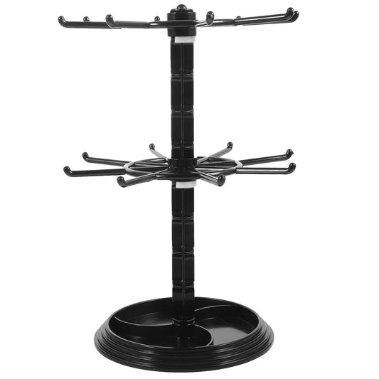 AOKWAWALIY Jewelry Stand 2 Tier Necklace Holder Black Bracelet Hanging Organizer Rotating Jewelry Earring Display Keychain Display Stand Plastic Jewelry Rack for Malls Counter Dressing Table