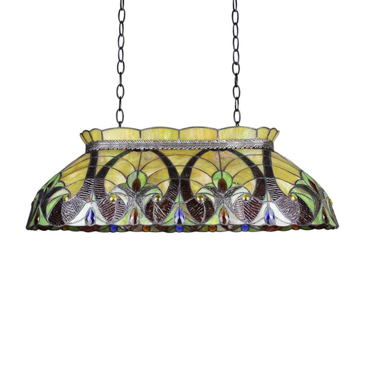 Chloe Lighting Adia 3 Light Island Pendant, Victorian Tiffany-Style, Dark Bronze, 28in Wide, Multicolor, Model CH38632AV28-IL3