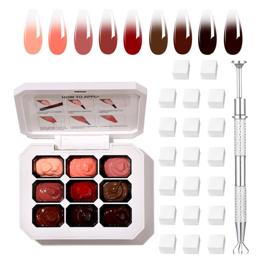 AOBOO Ombre Gel Nail Polish with Metal Grabber,100pcs Nail Sponges for Nail Pat Painting Gradient Blooming gel ombre & pat paint for nails Multistyle French Manicure Nail Art