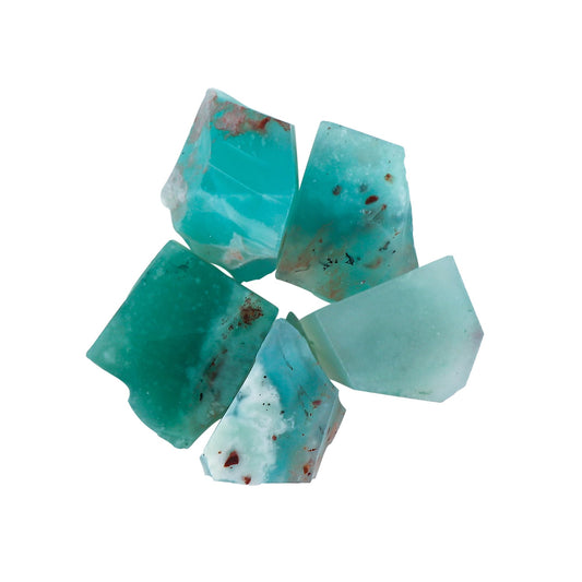 CRYSTALINES 5pcs, Natural Raw Aquaprase Gemstone, Wholesale Assorted Rough Crystals, DIY Crafts-Jewelry Making, Bulk Loose Stones Supplies, Wire Wrapping, Birthstone, Gem Collection