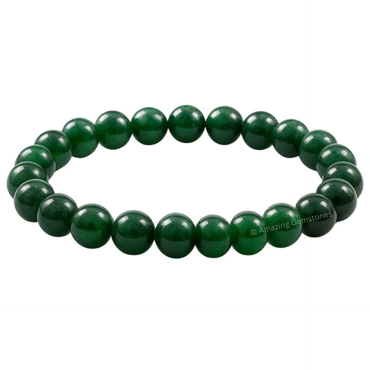 Amazing Gemstone Jade Bracelet, Green Jade Stretchable Beaded Bracelet, Unisex Adult Gift, 7 to 10.5 Inches