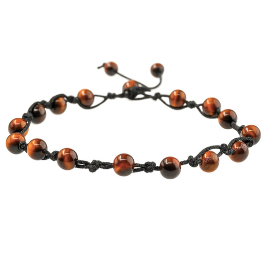 Amazing Gemstone Red Tiger Eye Anklet Ankle Bracelets for Women - Waterproof Beaded Healing Crystal Anklets, Plus Size Chakra Gemstone Bead Anklet (Stretchy Adjustable - Hand Knotted)