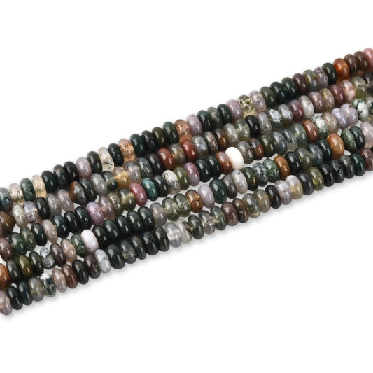 170pcs 4x2mm Natural Indian Agate Disk Rondelle Spacer Semi Precious Gemstone Loose Stone Beads for Jewelry Making 15 Inch