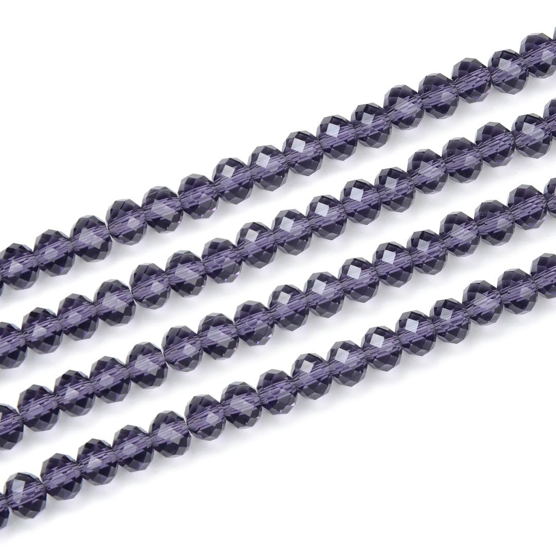 350pcs Czech Faceted Rondelle Crystal Glass Loose Beads 8mm Spacer Bulk Amethyst Purple for DIY Craft Jewelry Making CCR827