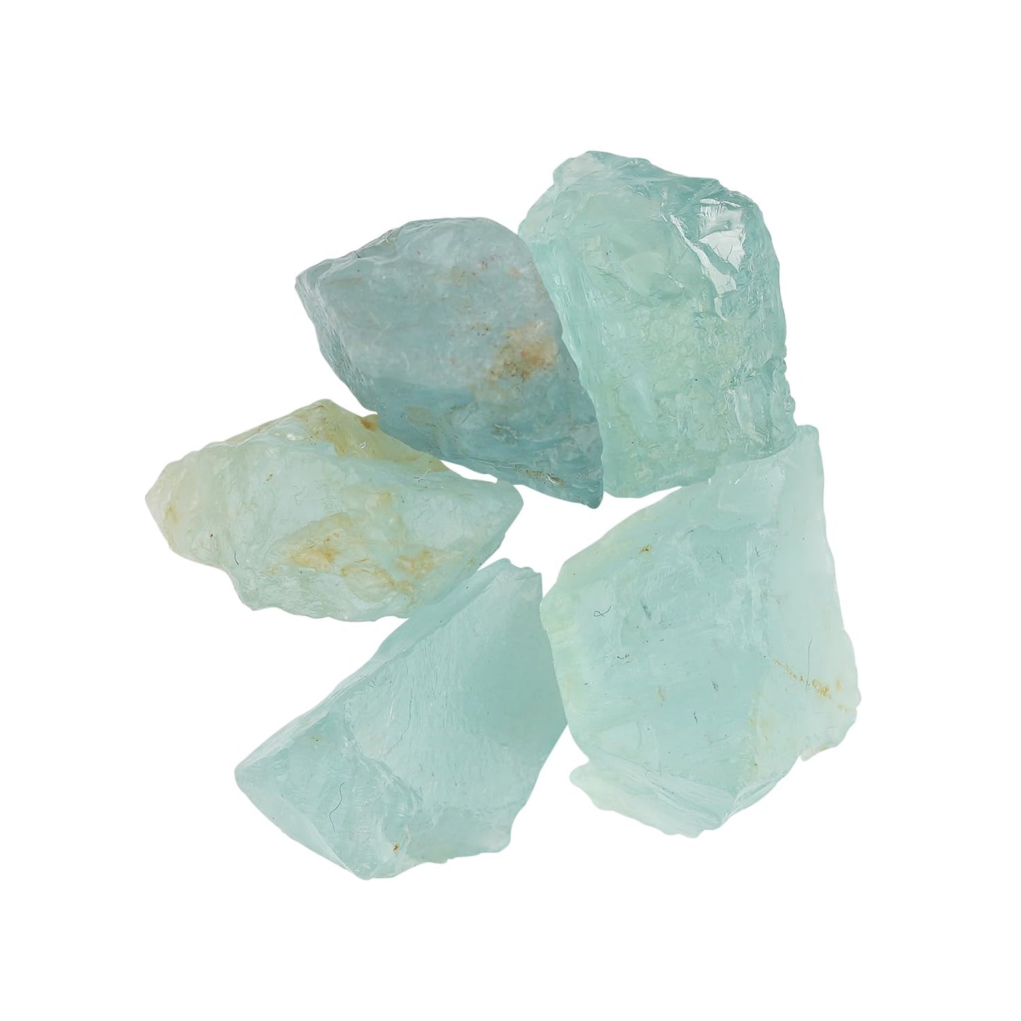 CRYSTALINES (5pcs) Natural Raw Blue Aquamarine Gemstones, Wholesale Rough Crystals, DIY Crafts-Jewelry Making, Bulk Loose Stones Supplies, Wire Wrapping, March Birthstone, Gem Collection