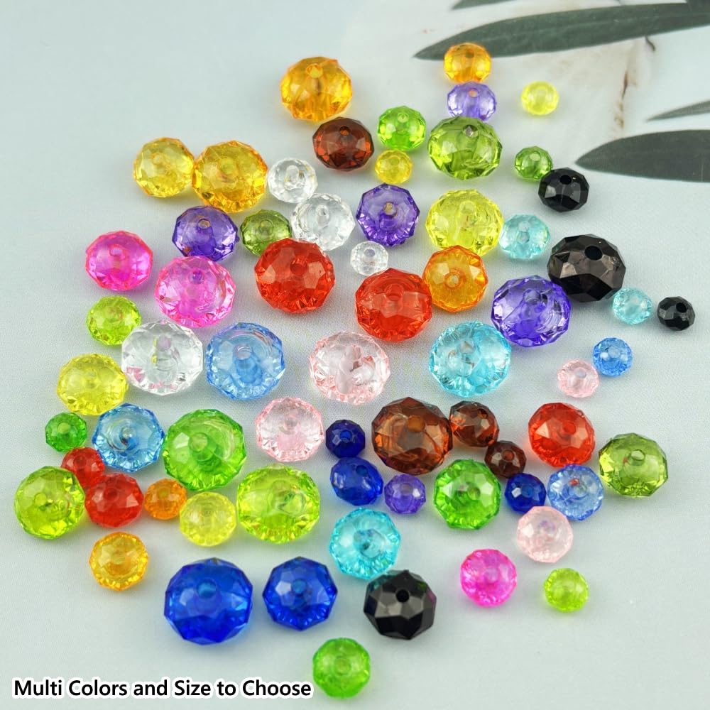 YHYPOCI 400pcs 8mm Acrylic Crystal Beads, Faceted Rondelle Acrylic Spacer Beads for Wind Chimes Bracelet Necklace Earring Keychain Jewelry Making DIY Crafts(Rose Red)