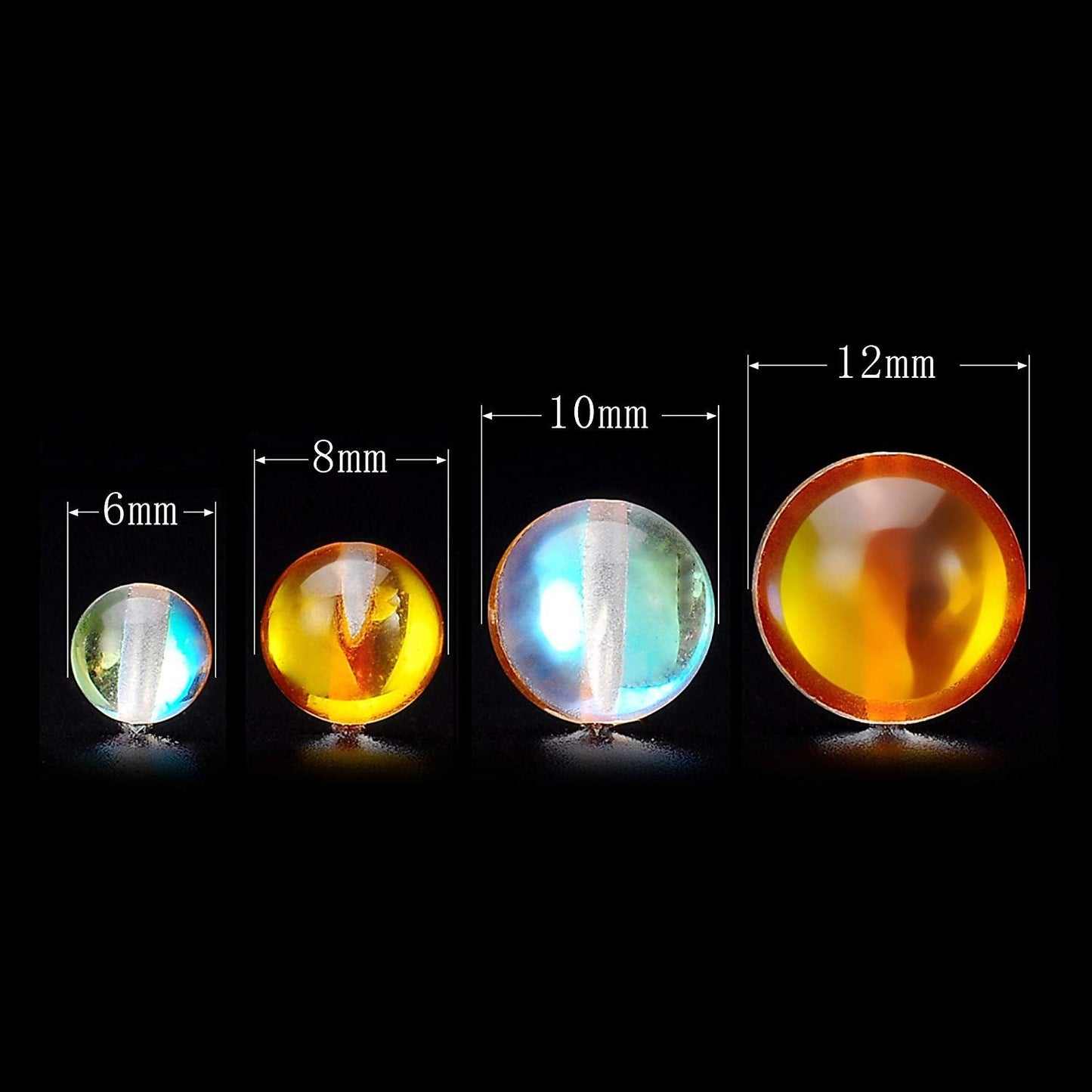 RUBYCA Round Moonstone Crystal Glass Beads Aura Iridescent for Jewelry Making (1 Strand, 6mm, Gold)