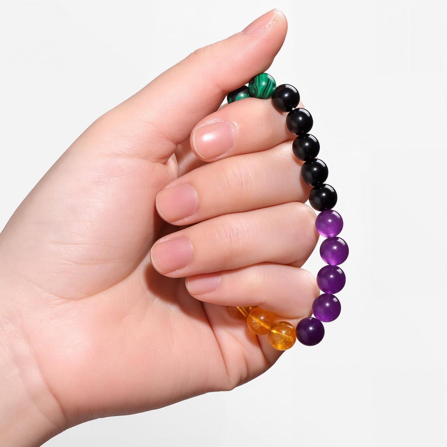 Risyfjew Natural Healing Crystal Bracelet for Women Healthy Bracelets Calming Jewelry Gifts Worry Stone Amethyst Tiger Eye Sodalite