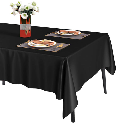Fixwal 16 Pack Black Plastic Tablecloth Disposable Table Cloth 54" x 108" Plastic Table Cover Premium Rectangle Tablecloths for Baby Shower Engagement Halloween Wedding
