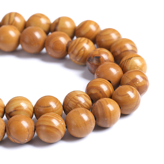 12MM 32PCS Natural Stone Yellow Woodgrain Jasper Loose Beads for Jewelry Making DIY Bracelet