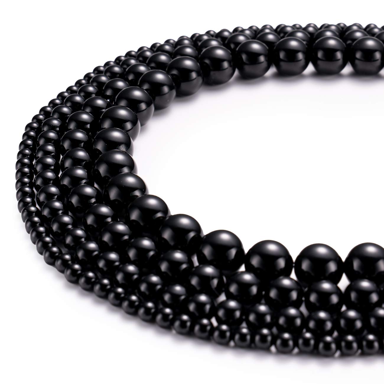 BEADIA Natural Black Onyx Stone Round Loose Semi Gemstone Beads for Jewelry Making 4MM 89PCS