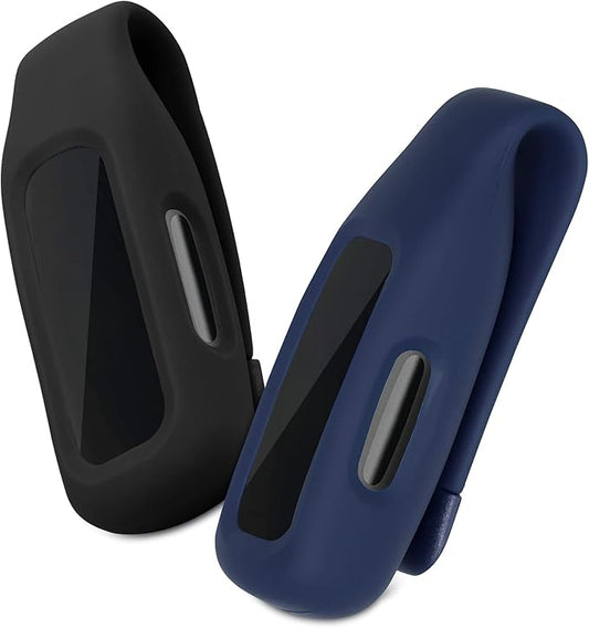 kwmobile 2X Clip Holders Compatible with Fitbit Inspire 3 / Inspire 2 / Ace 3 - Clip-On Holder Replacement Set - Black/Dark Blue