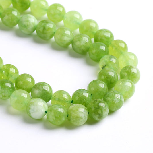 10MM 36PCS Natural Green Peridot Jade Quartz Beads for Jewelry Making DIY Bracelet Crystal 1 Strand