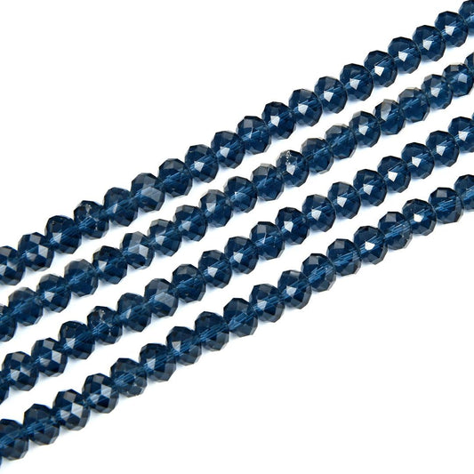 1000pcs Czech Faceted Rondelle Crystal Glass Loose Beads 6mm Spacer Bulk Dark Sapphire Blue for DIY Craft Jewelry Making CCR620