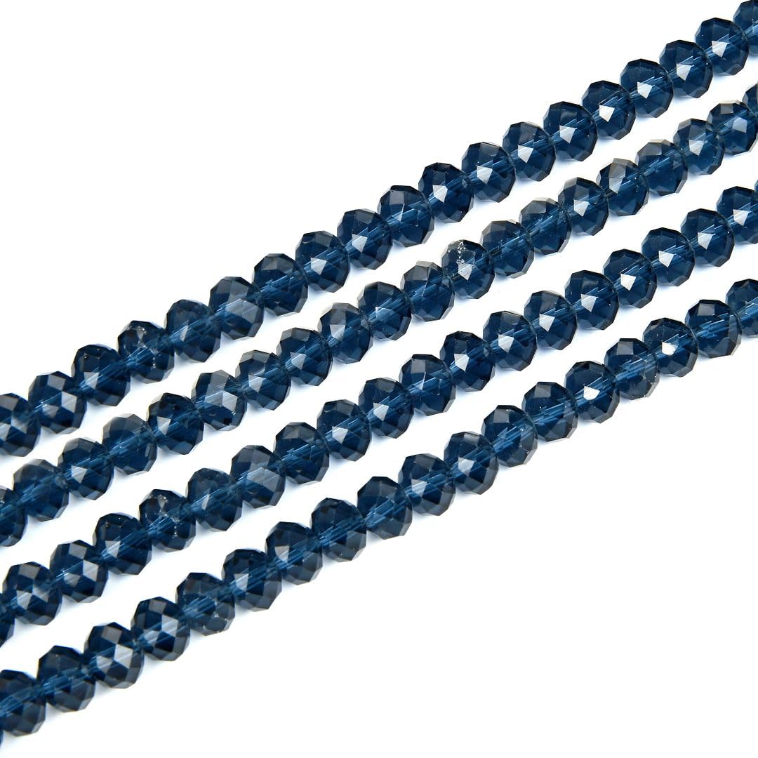 500pcs Czech Faceted Rondelle Crystal Glass Loose Beads 4mm Small Tiny Spacer Bulk Dark Sapphire Blue for DIY Craft Jewelry Making CCR420