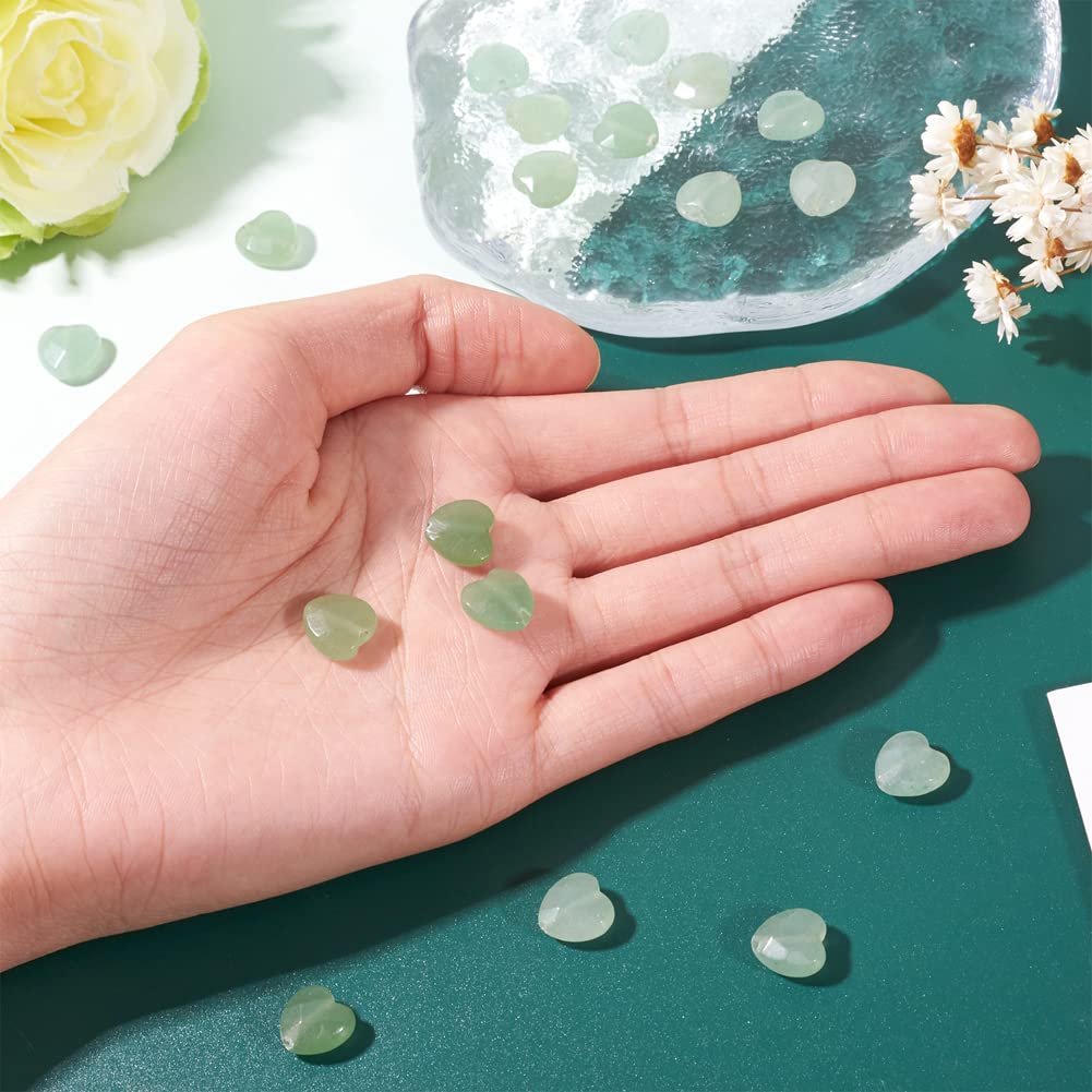 Fashewelry 18pcs Faceted Heart Natural Green Aventurine Stone Beads Tumbled Chakra Gemstone Beads Crystal Healing Drilled Loose Beads for Earring Bracelet Necklace Jewelry Making