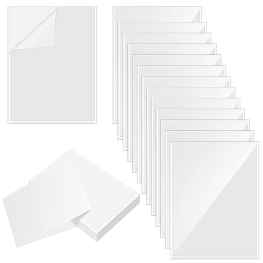 Gueevin 100 Pcs 8.5 x 11 Inch Self Adhesive Display Pockets Peel and Stick Clear Paper Sleeves Wall and Door Communication Clear Adhesive Sheet Protector Letter Size Plastic Sheet Protectors