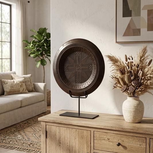 Sagebrook Home Boho Decorative Sculpture - Handcrafted Wood & Metal Artwork - Rustic Tabletop Accent for Home & Office - Stylish Living Room & Bedroom Decor - 24" Brown