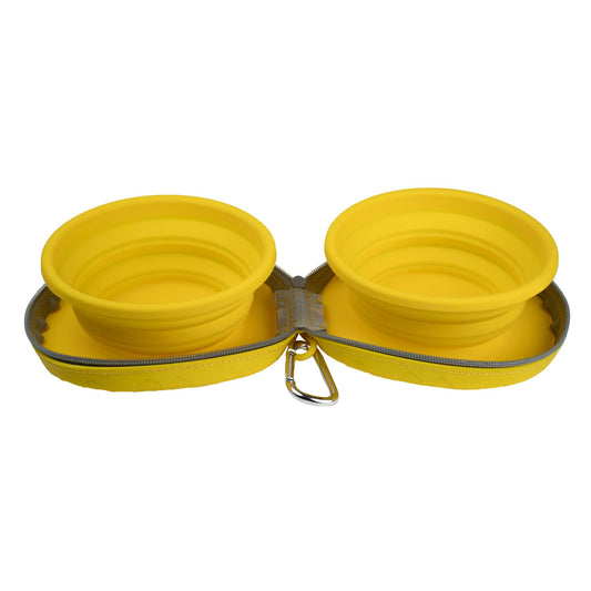 Silver Brush Limited 9004 Silver Essentials Double 450ml/15.2oz Collapsible Water Bowl with Zipper Pouch, Leak-Proof Paint Brush Water Cup for Water Media, for Studio, Travel, and Plein Air, Yellow