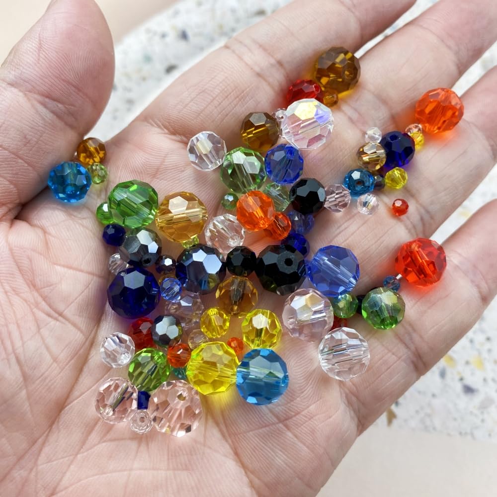 Xinhongo Crystal Glass Beads 100 Pieces 8mm Round Faceted Glass Spacer Beads for Jewelry Making Bracelet Earring Necklace DIY Craft Supplies(Deep Blue)