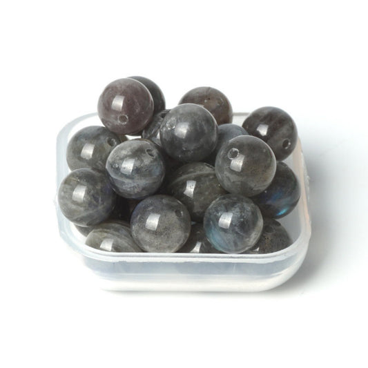 100Pcs Natural Stone 8mm Grey Moonstone Round Loose Gemstone Energy Healing Beads Hole Size 1mm DIY Smooth Beads for Bracelet Necklace Earrings Jewelry Making