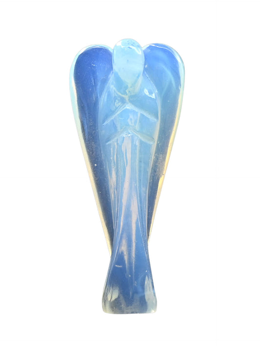 Amazing Gemstone Opalite Crystal Guardian Angel Figurines Ornament for Healing Birthstone, Decoration Statue (Hand Carved Pocket Gemstone Angel) (3 inch)
