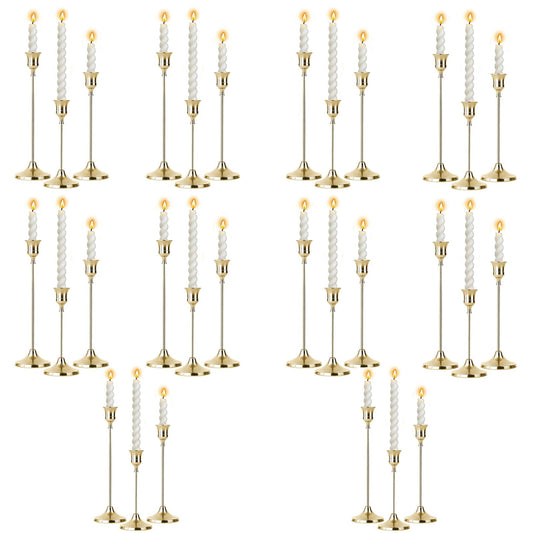 10 Sets Candle Gold Metal Candlestick Holders - HearthLume Vintage Modern Metal Taper Candle Holders, Decorative Centerpiece for Table Mantel, Wedding Kitchen Home Decor, Wedding Gift,30Pcs