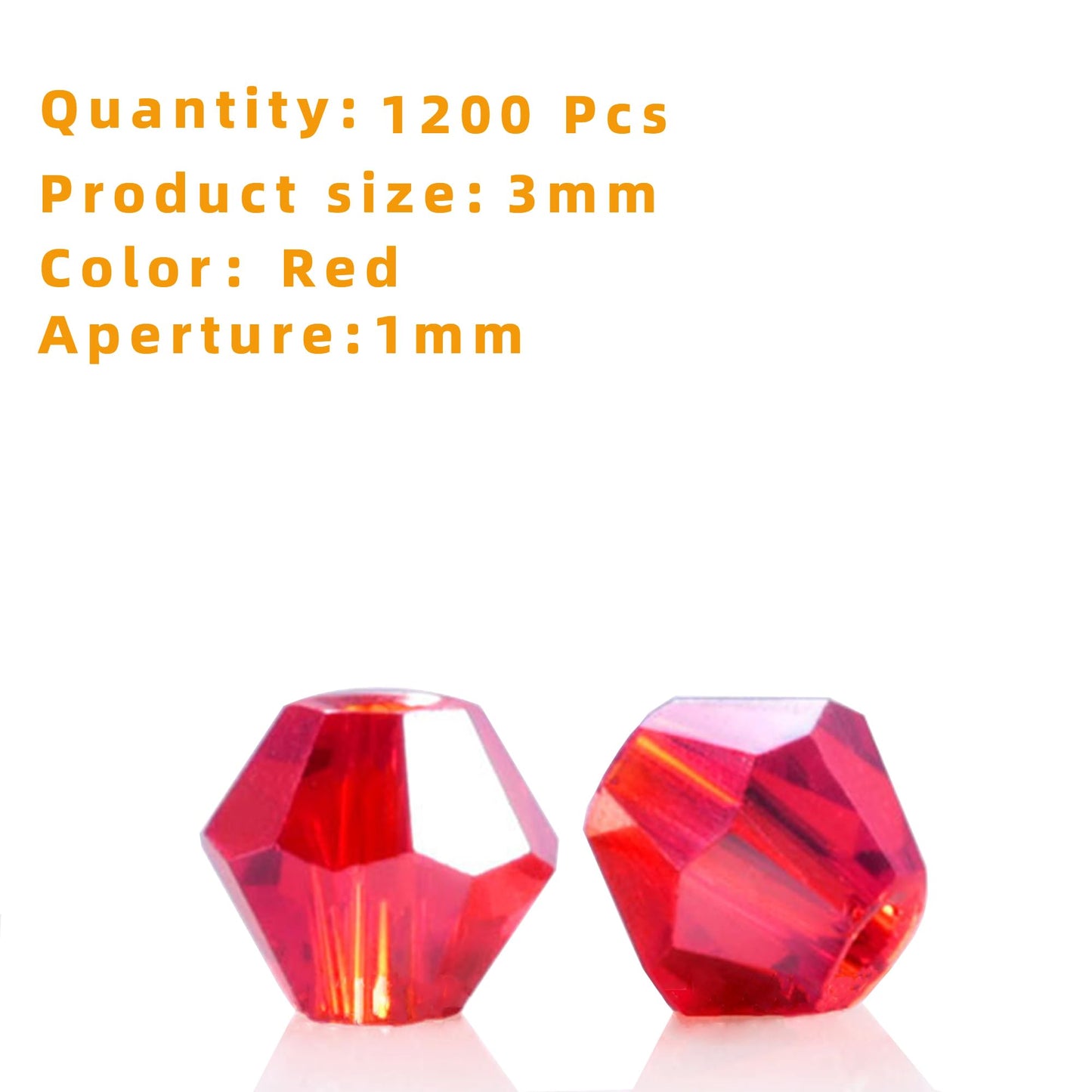 Laopottbeads 1200pcs Red 3mm Bicone Crystal Beads for Jewelry Making – Faceted Glass Beads for DIY Bracelets, Necklaces, Earrings, Suncatchers, Crafts, and Loc Sprinkles