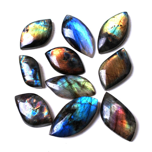 Anlingem 10Pcs Natural Labradorite Crystal Pendant Polished Stone Healing Palm Irregular Stones Rainbow Healing Meditation Birthday Gifts AL-10PCKIT