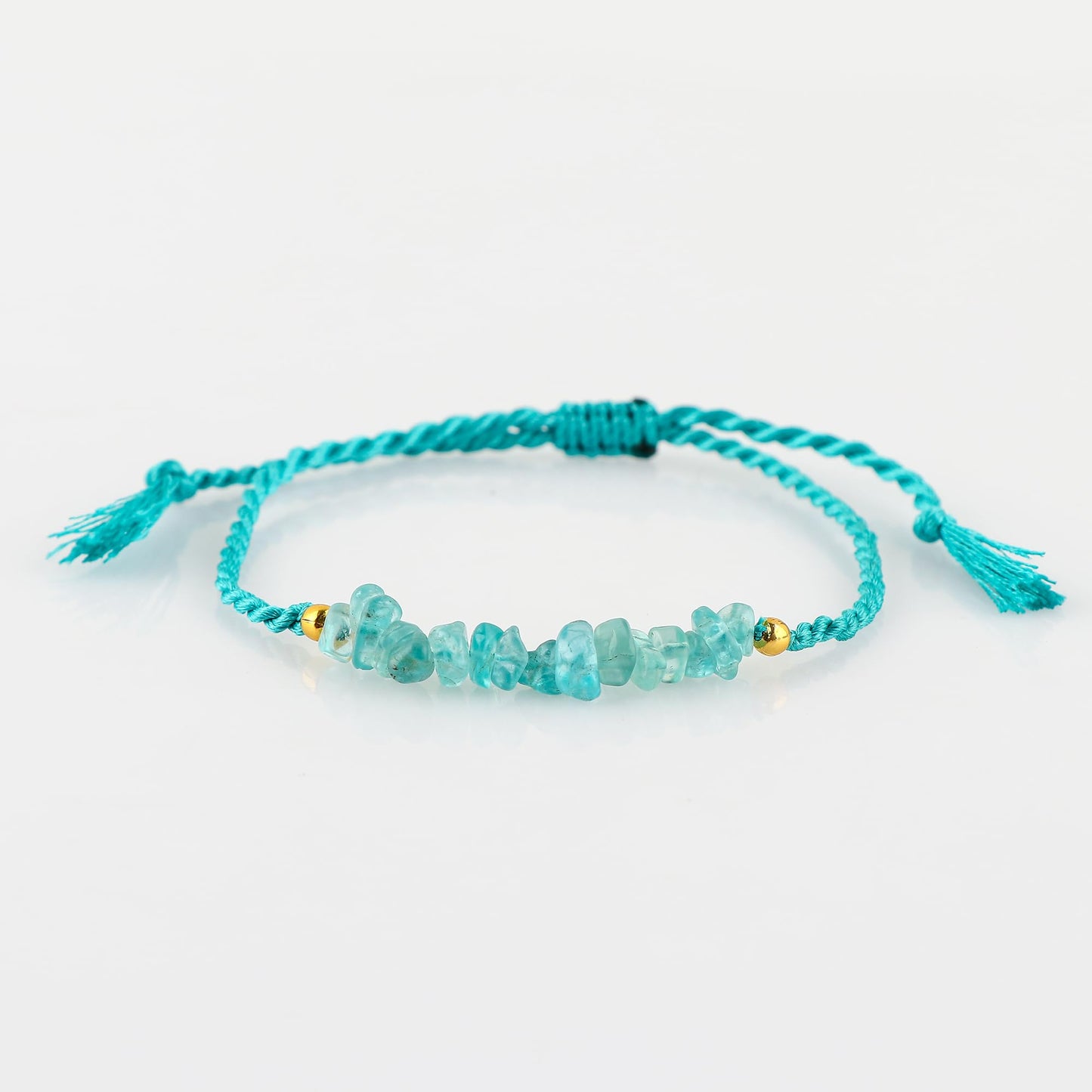 TGH Natural Blue Apatite Chips Braided Bracelet Healing Birthday Resizable Hand Braid Rope Thread Protection Bracelet for Men Women Gemstone Jewelry 7 inch Christmas Gift (Blue Apatite)