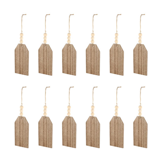 12 PCS Christmas Stocking Name Tags,DIY Unfinished Personalized Wooden Bead Blank Tag,Personalized Wooden Name Tags for Xmas Decorations,Farmhouse Xmas Stocking Hanging Gift Tag,Home Farmhouse Decor