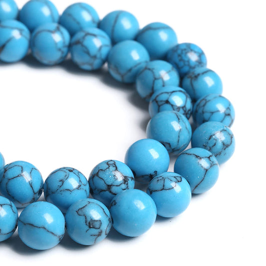 12MM 32PCS Blue Turquoise Spacer Loose Beads for Jewelry Making DIY Bracelet Necklace
