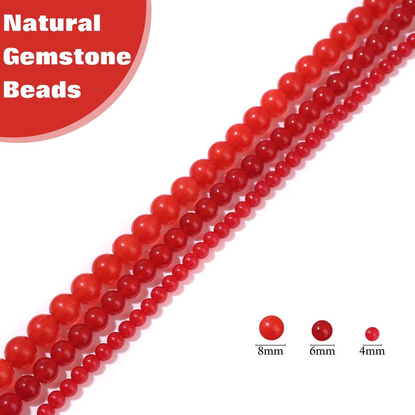 Vinswet 90pcs 4mm Carnelian Natural Stone Beads Round Genuine Real Stone Beading Loose Gemstones DIY Smooth Bead for Bracelet Necklace Earrings Jewelry Making