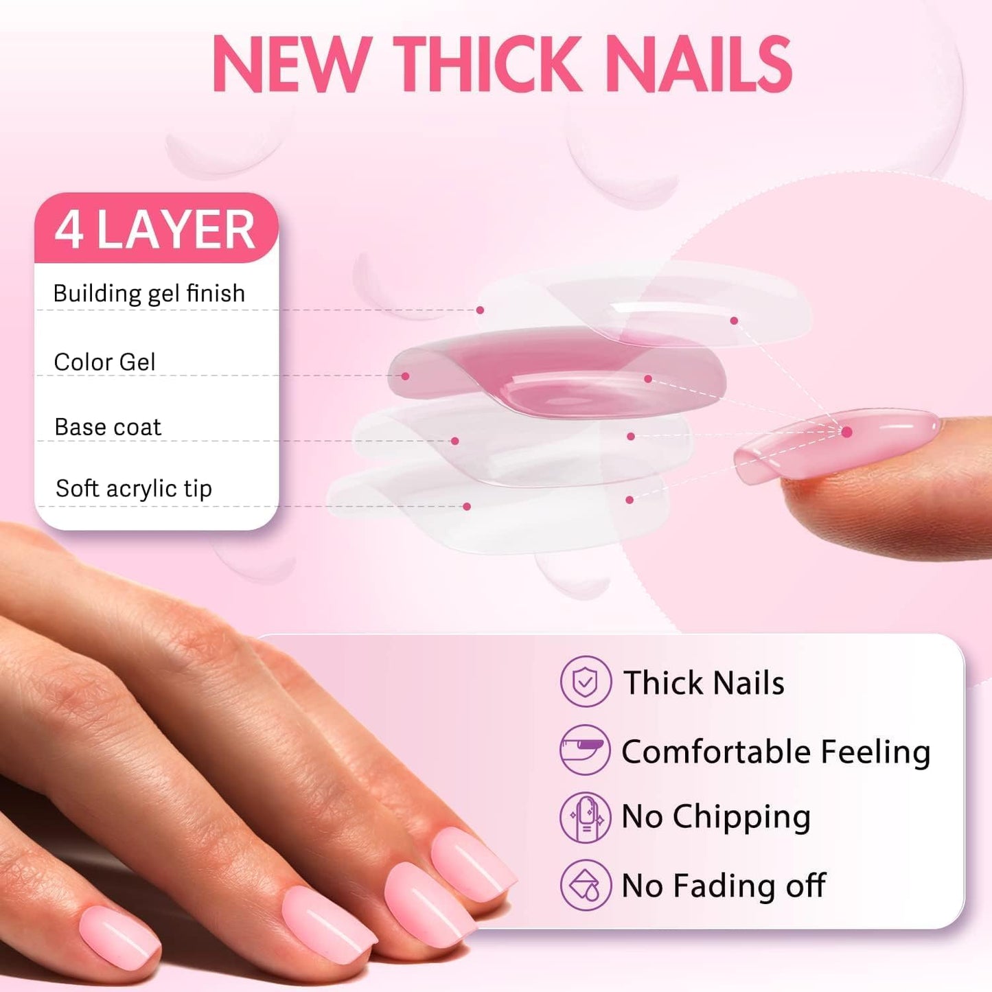 Plum Press On Nails Short Square, Natural Fuchsia Gel Nails Glue on Fall Colors 2025 Trendy Acrylic Nails Press ons Featured Protective Coat Thick Reusable Fake Nails 24Pcs Short Coffin Nails