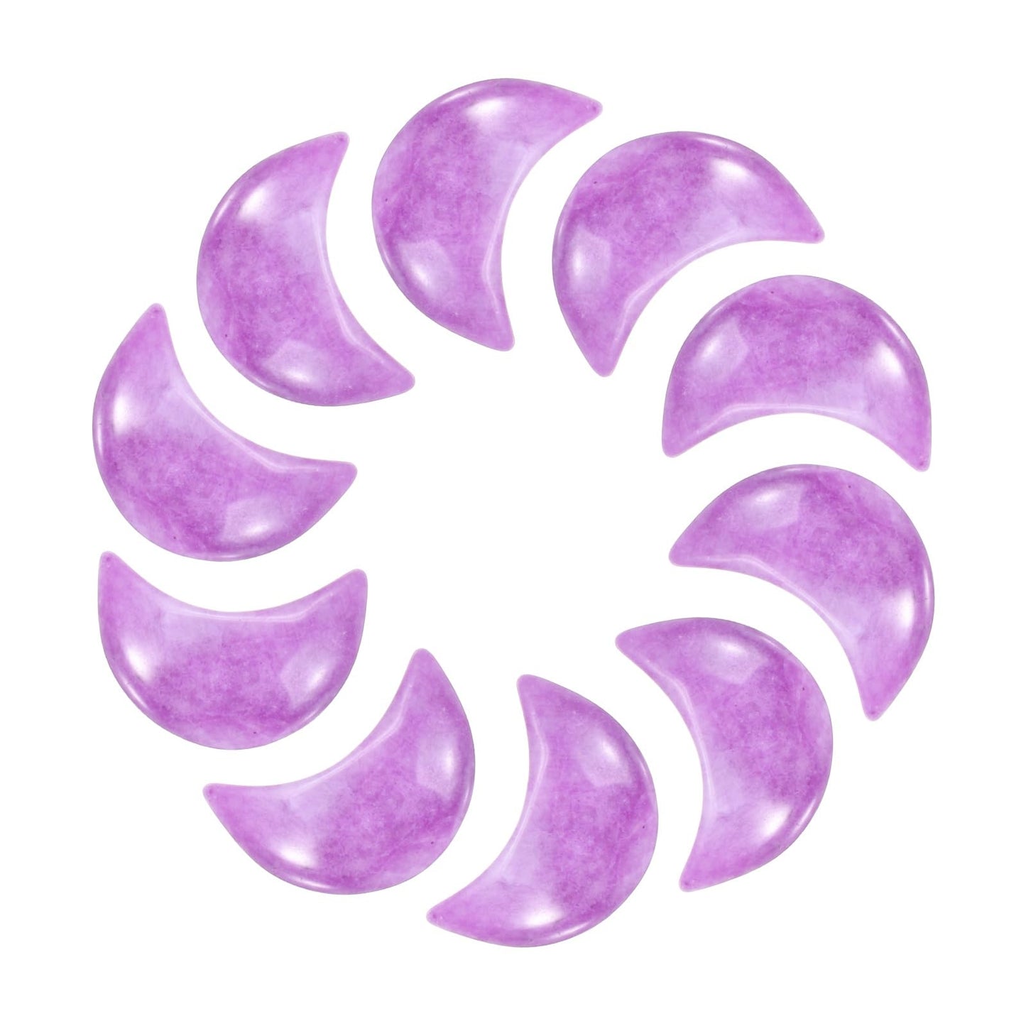 MECCANIXITY 10 Pcs Moon Crystal Worry Stone, 0.5 Inch Length Natural Purple Lepidolite Moon Gemstone Bulk, Carved Pocket Stones for Meditation Balancing Pendant Decor