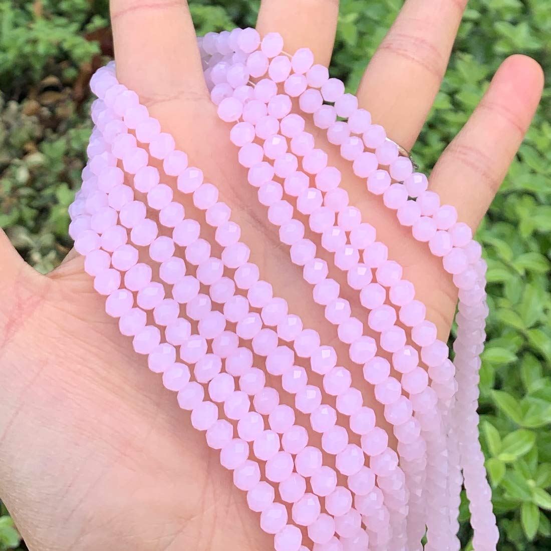 200pcs Czech Faceted Rondelle Crystal Glass Loose Beads 6mm Spacer Bulk Pink Rose Opal for DIY Craft Jewelry Making CCR630