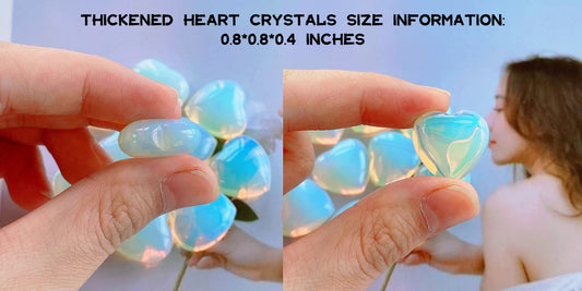 10 PCS Opalite Heart Crystals Thicken Stones Love Heart Shaped Healing Crystal Natural Stone Palm Moonstone Gemstones Set Reiki Energy Balancing Carved Palm Worry Stone Meditation Gift Stocking Stuffers for Women