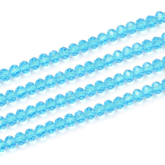 1000pcs Czech Faceted Rondelle Crystal Glass Loose Beads 6mm Spacer Bulk Aquamarine Blue for DIY Craft Jewelry Making CCR610