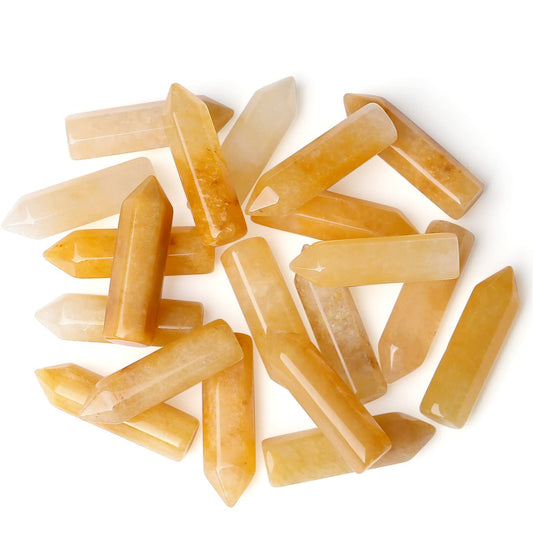 10PCS Yellow Aventurine Natural Healing Crystals Stones Sets Polished Tumbled Pocket Gemstones Bulk Hexagonal Points Reiki Energy Balancing Chakra Meditation Therapy Desk Decor Gift