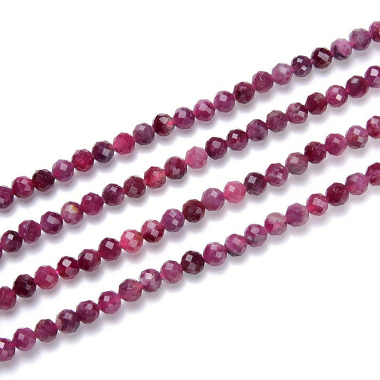 Adabele 30 Inch Natural Pink Tourmaline Healing Gemstone 4mm (0.16 Inch) Tiny Small Faceted Round Loose Beads Stone Spacer (180-200pcs) for Craft Jewelry Making GK4-1