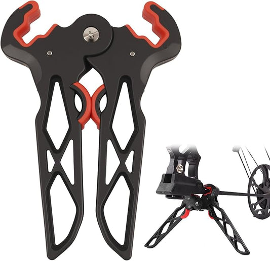 Archery Bow Stand, Rubber Foldable Compound Bow Holder, Ground - Supporting Bipod Rack for Compound Bows, Portable & Scratch - Resistant, Essential Archery Accessories for Hunting, Range & Display